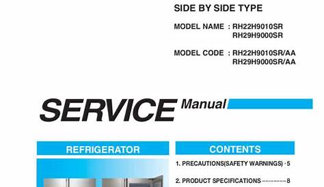 Samsung Refrigerator Service Manual for Models RH22H9010SR & RH29H9000SR