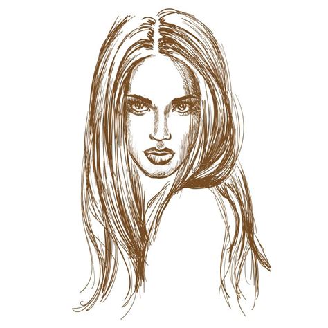 Graphic Sketch Of A Girl Vector Illustration Stock Vector