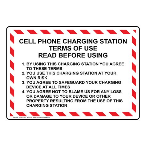 Policies Regulations Sign Cell Phone Charging Station Terms Of Use