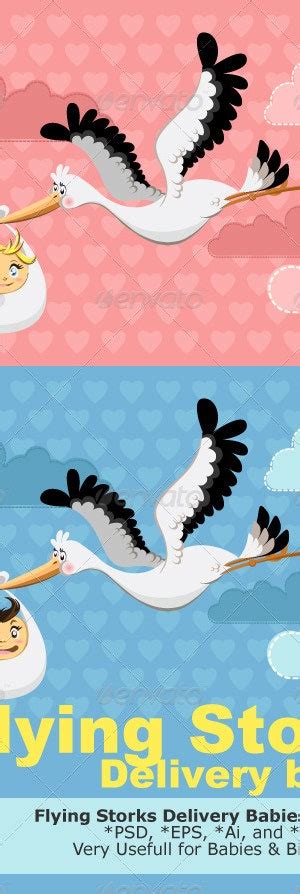 Flying Stork Delivery Baby By Brancaescova Graphicriver