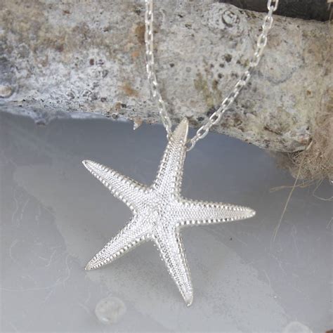 Sterling Silver Starfish Necklace By Caroline Brook