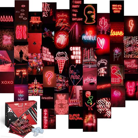 Buy Koll Decor Red Aesthetic Room Decor Wall Collage Aesthetic 50 Set
