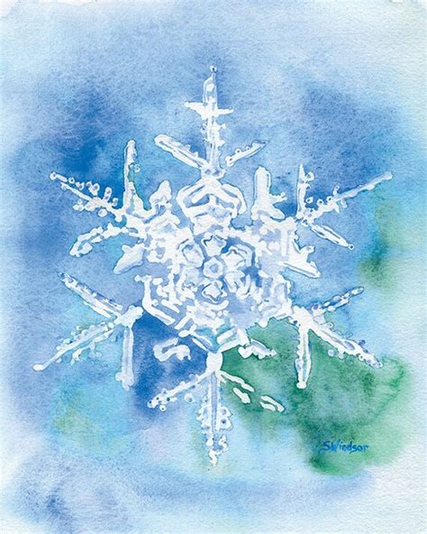 Snowflake Watercolor Painting Giclee Print 8 X 10 85 X 11