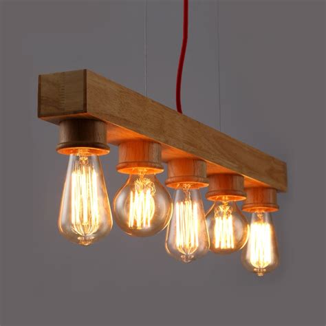 Pure Natural Wood Makes Pendant Lamp 5 Light Wood Lamp Modern Pendant
