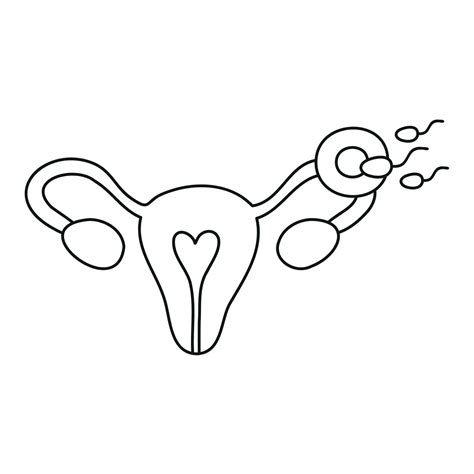 Fertilization Thin Line Icon Uterus Sperm Insemination Fertilization In The Fallopian Tube