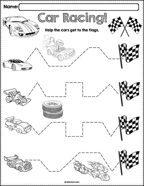 Trace The Pattern Race Cars Worksheets Tracing Worksheets Preschool Worksheets Tracing