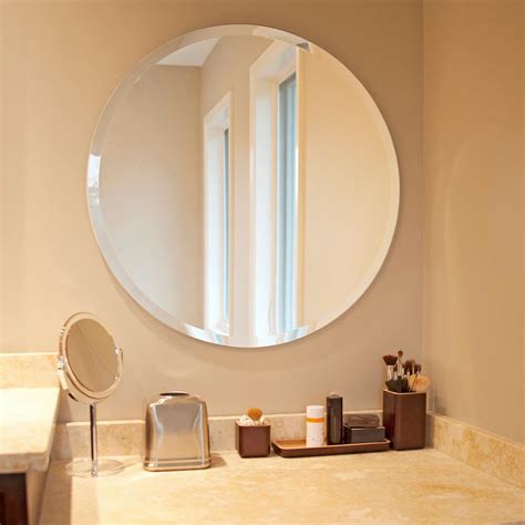 Beautiful Round Frameless Mirror 28inx28in Bevel Accenting Edge Bathroom Bedroom Ebay