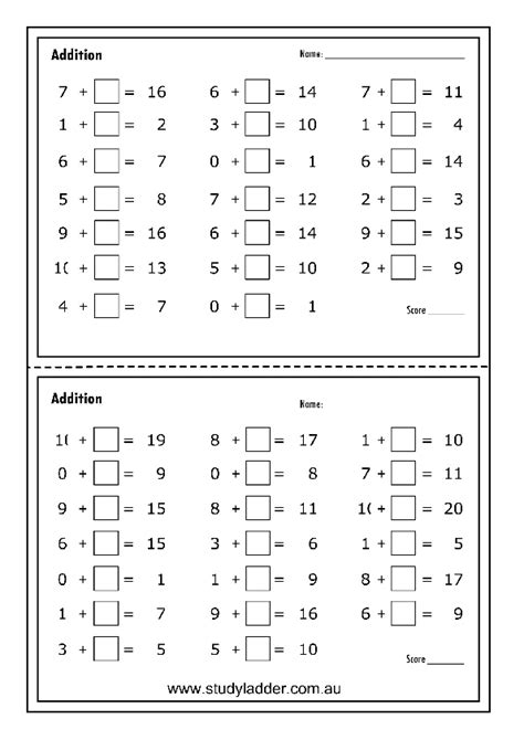 Missing Numbers In Subtraction And Addition Worksheets