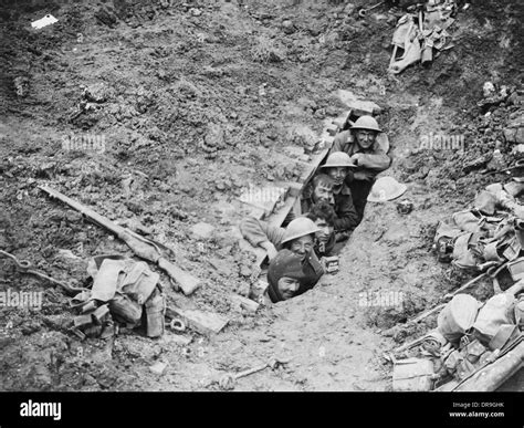 British Soldiers In Captured Dugout France Ww1 Stock Photo Alamy