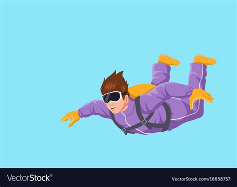 Cartoon A Man Sky Diving Royalty Free Vector Image