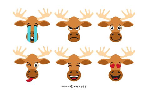 Moose Cartoon Emoji Set Vector Download