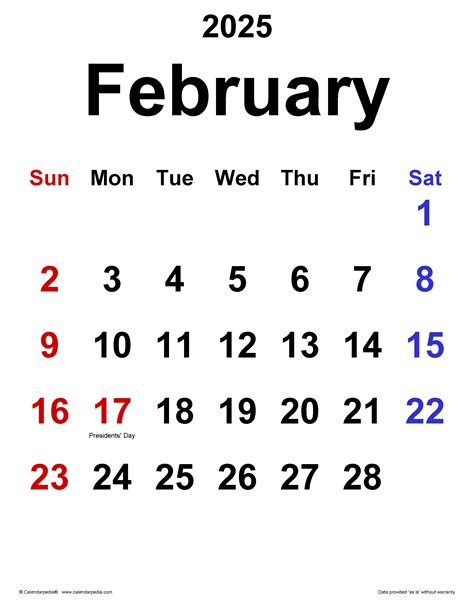 February 2025 Calendar Templates For Word Excel And Pdf