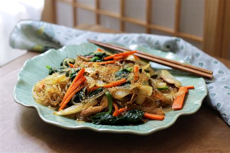 · cut leek and shiitake mushrooms to thin cuts. Vegan Japchae (Korean Glass Noodles) | Peaceful Dumpling