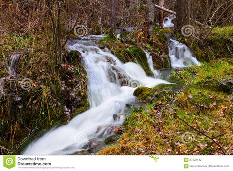 Mountains Stream With Moss Stones At Forest Stock Photo Image Of