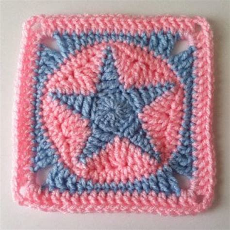 Star Bright Crochet Star Granny Square Written Pattern Etsy