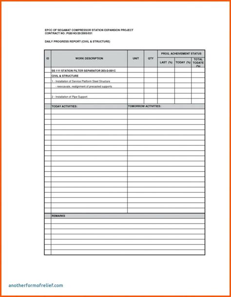015 Daily Work Progress Report Format Job Template Pertaining To Best