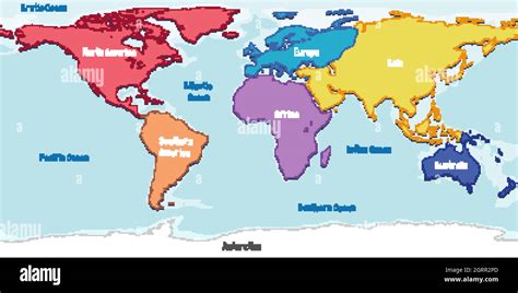 Calibre A Rayas Bóveda Mapa Mundi Y Sus Continentes Y Oceanos Muchos