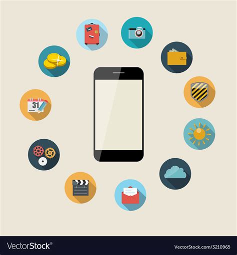Flat Design Concept Mobile Phone Apps Royalty Free Vector