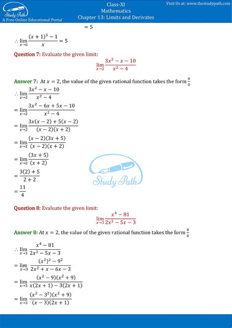 Ncert Solutions Class 11 Maths Chapter 13 Limits And Derivatives