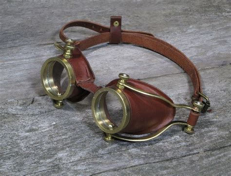 steampunk goggles in leather and brass