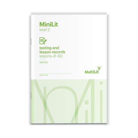 Minilit Level 2 Testing And Lesson Record Book Multilit