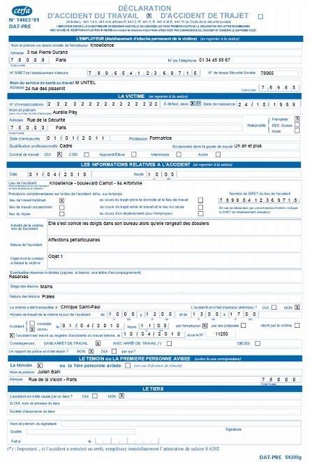 Document Mod Le D Claration Accident Du Travail Cerfa Hot Sex Picture