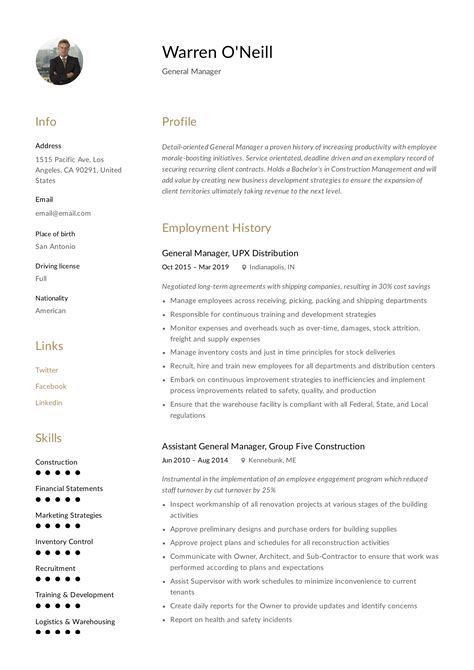General Manager Resume And Writing Guide 12 Resume Examples Pdf
