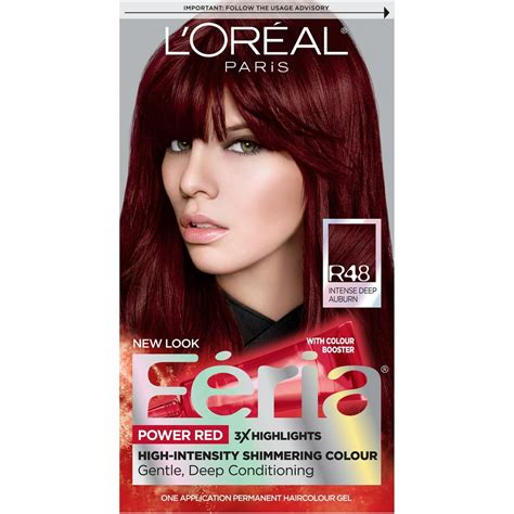 Loreal Paris Feria Multi Faceted Shimmering Permanent Hair Color R48 Red Velvet Intense Deep