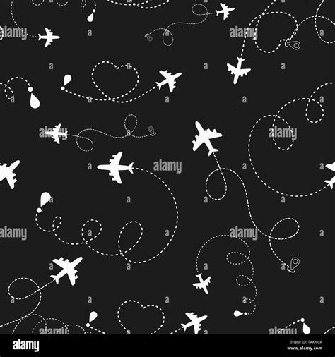 Travel Around The World Airplane Routes Seamless Pattern Background