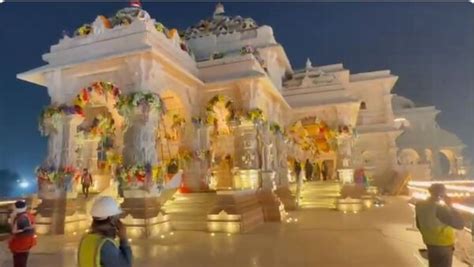 Ayodhya Ram Temple S First Visuals Ahead Of Pran Pratishtha Ceremony Watch Mint
