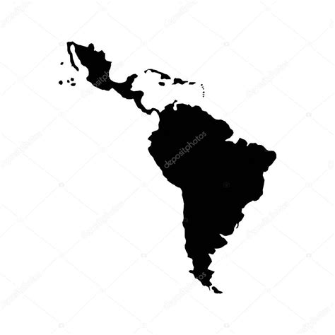 Silhouette Of Latin America Map Icon Over White Background Vector