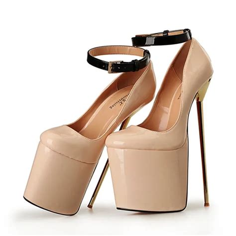 new 8 6 ultra thin metal heel pump extreme 22cm high heels with platform women shoes buckle