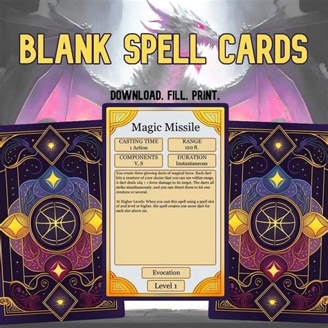 Fillable Spell Cards Etsy