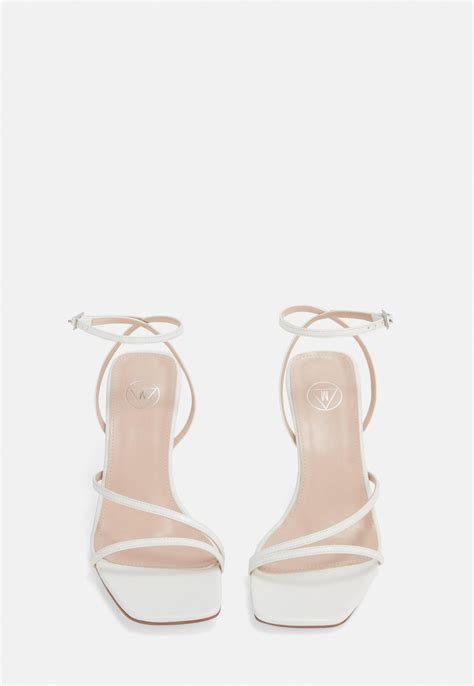 White Strappy Low Heeled Sandals Missguided White Strappy Heels