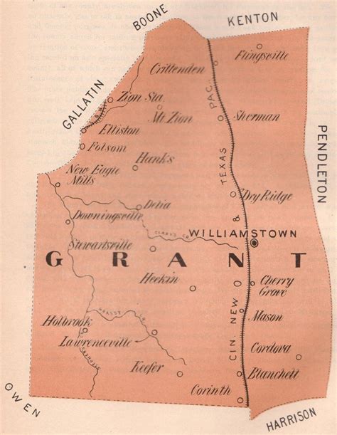 1889 Map Of Grant County Kentucky