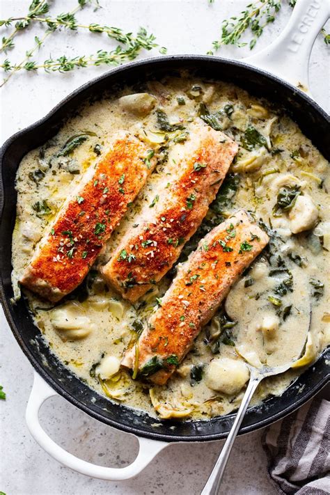 Check spelling or type a new query. One Skillet Salmon with Creamy Spinach Artichoke Sauce ...
