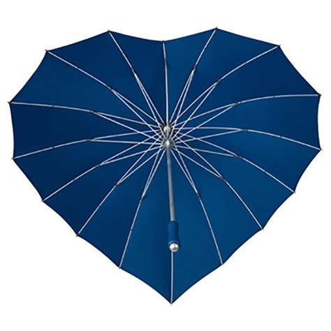 Navy Blue Heart Umbrella Windproof Heart Shaped Umbrella