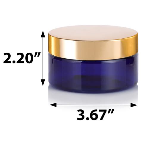 Buy Cobalt Blue Plastic Low Profile Jar With Gold Metal Overshell Lid 12 Pack Online At Lowest