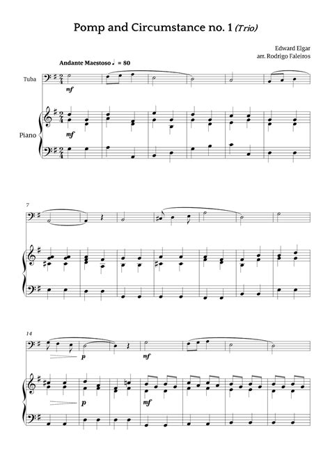 Pomp And Circumstance No 1 Trio Sheet Music Edward Elgar Tuba