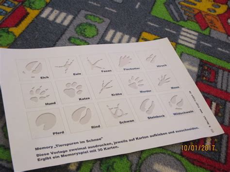 Montessori material selber machen kindergarten. Tierspuren Memory Zum Ausdrucken