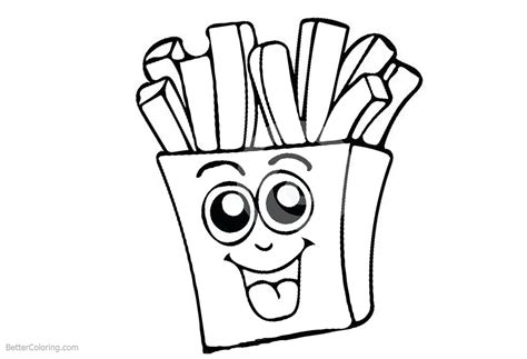 Cute Food Coloring Pages French Fries - Free Printable Coloring Pages