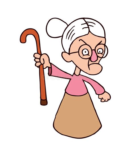 Angry Grandmother Character Stock Vector Illustration Of Cartoon