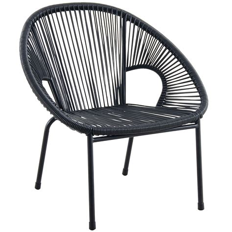 Round Wicker Stacking Chair Black At Home