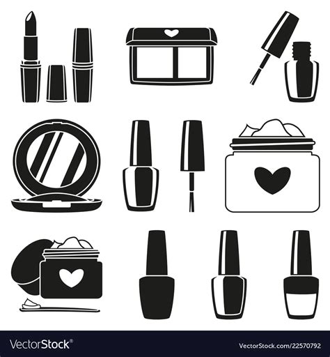 11 Black And White Makeup Silhouette Elements Vector Image