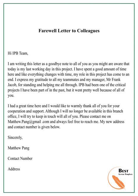 11 Free Farewell Letter Template Format Sample And Example 2022