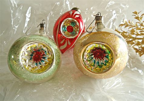 3 Vintage Mercury Glass Christmas Tree Ornaments Indents Etsy Canada