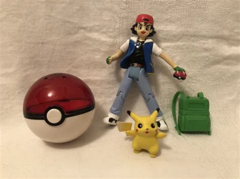 Pokemon Ash Ketchum Hasbro Figure With Pikachu Pokeball And Backpack