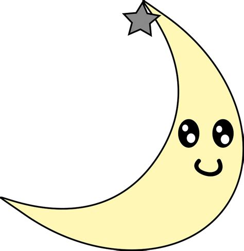 Smiling Light Yellow Crescent Moon Clipart Free Download Transparent