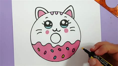 How To Draw A Cute Kitten Donut Super Easy Youtube Kitty Drawing