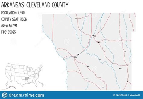 Map Of Cleveland County In Arkansas Usa Stock Vector Illustration